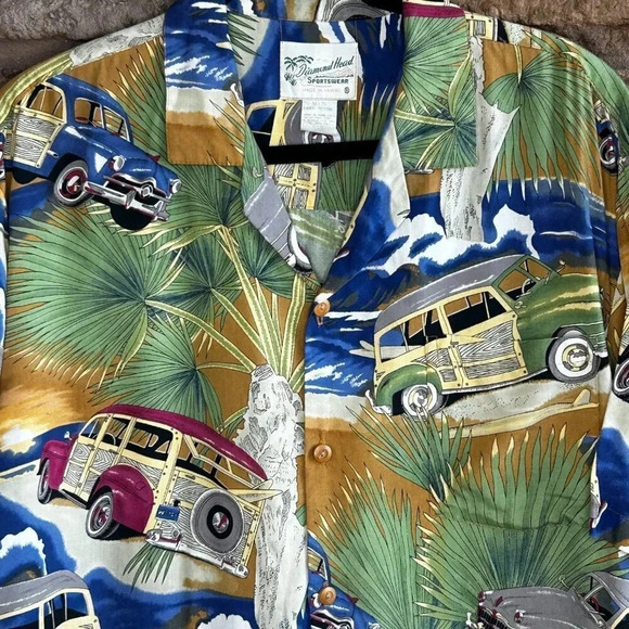 Diamond Head Vintage Hawaiian Woodys Palm Trees Aloha Camp Shirt Made in Hawaii - Picture 3 of 7